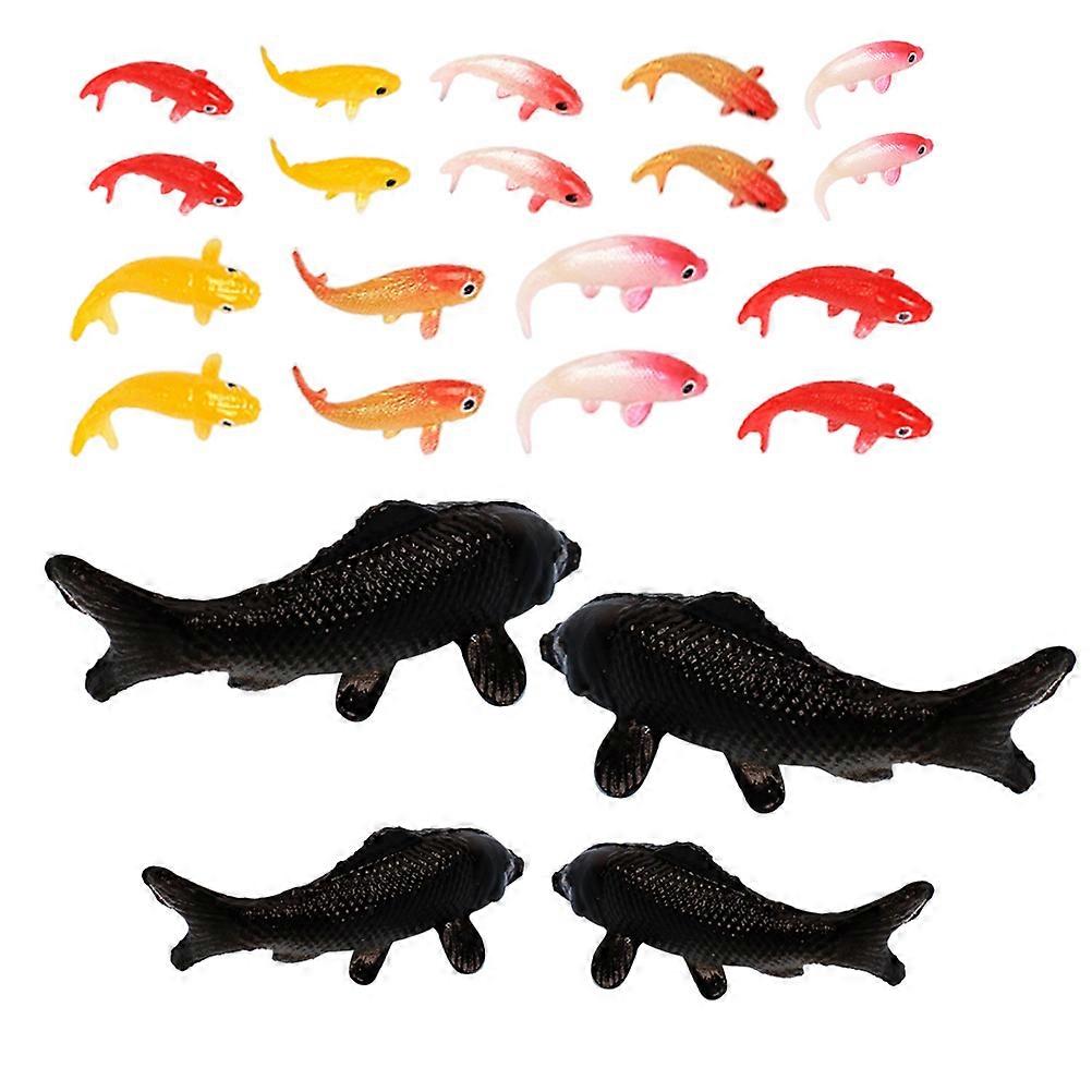 Assorted Color Resin Fish Figurines for Decoration 20Pcs Mini Koi Goldfish