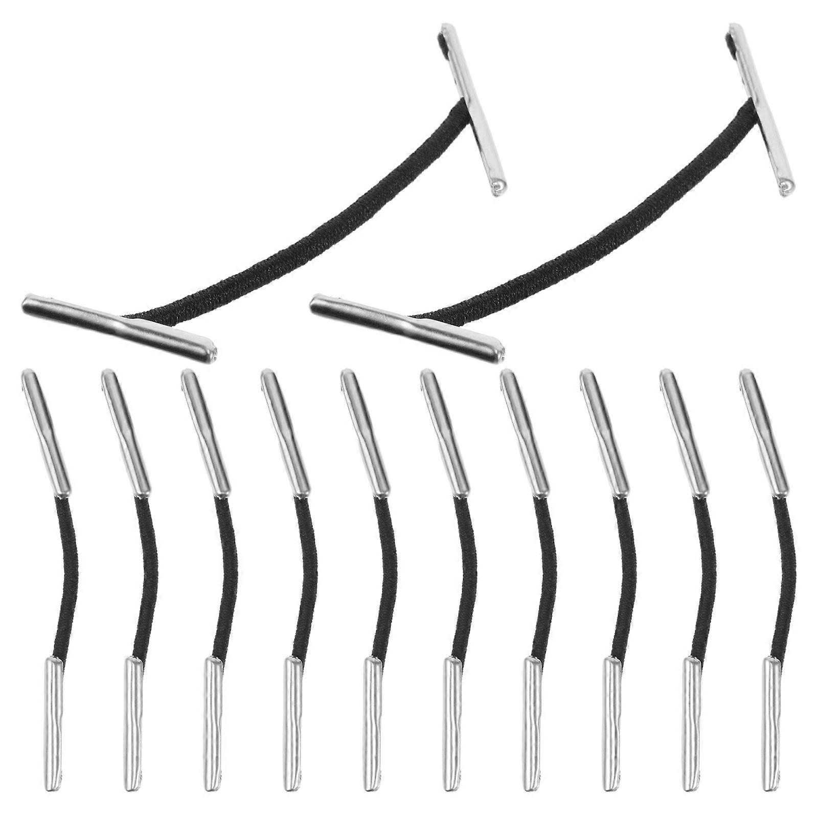 Elastic Barbed Cord Iron Buckle for Fixing Hats 100Pcs Stretch Strings Black