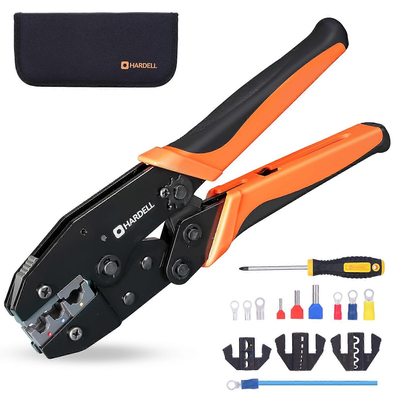 Wire Crimping Tool for Heat Shrink AWG2210 with 90pcs Connectors, Ratchet Terminal Crimper Set