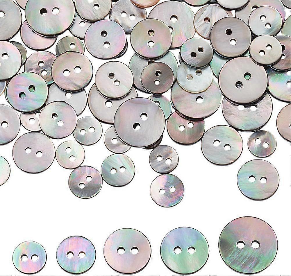 75 Pcs Pearl Shell Buttons Flat Round 2 Hole Buttons 5 Sizes Natural Shell Buttons Craft Seashell Buttons for Scrapbooking Shirt Clothing Jacket Jeans