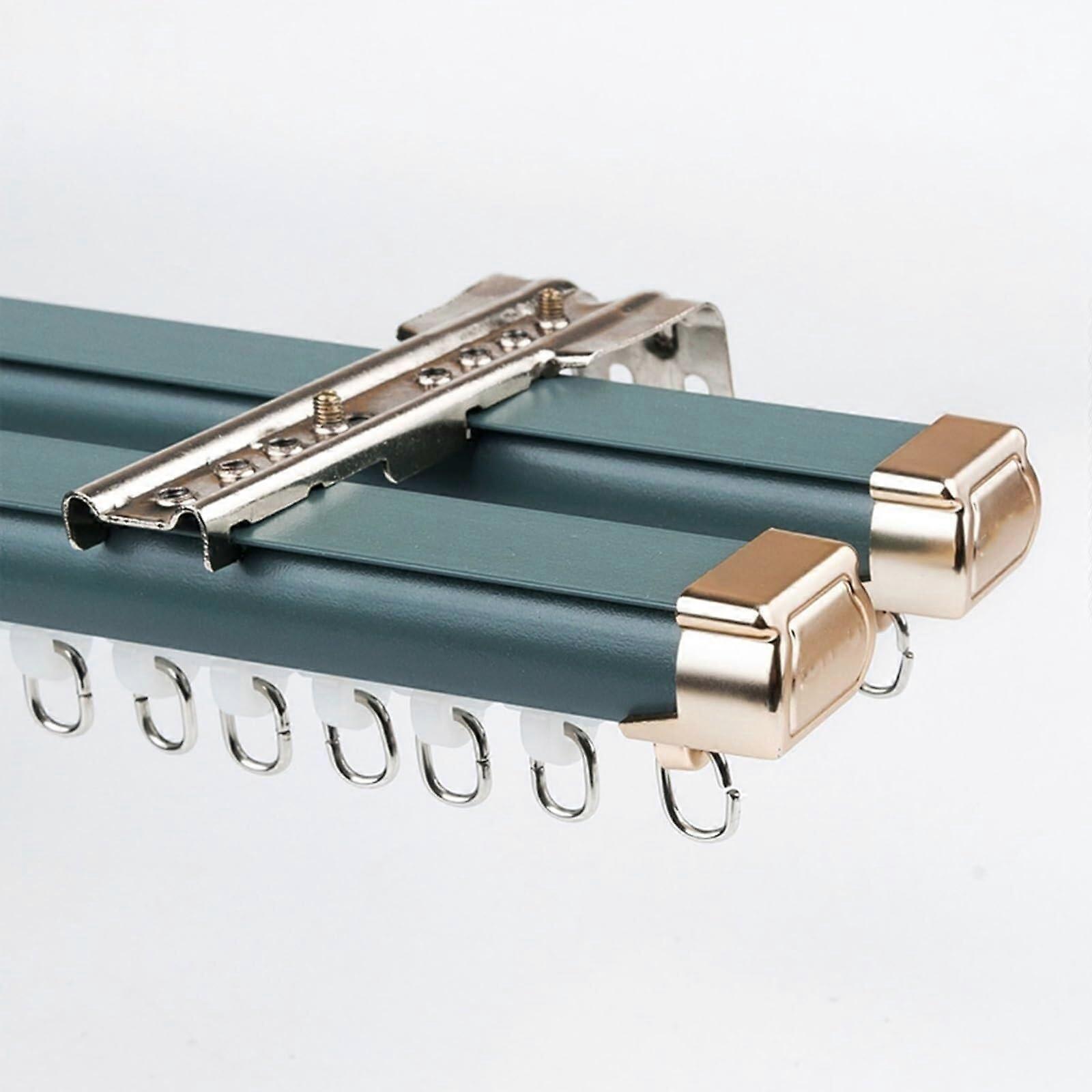 Heavy Duty Aluminum Curtain Track 16m Double Layer Wall and Ceiling Mounted Silent Glide System Blue