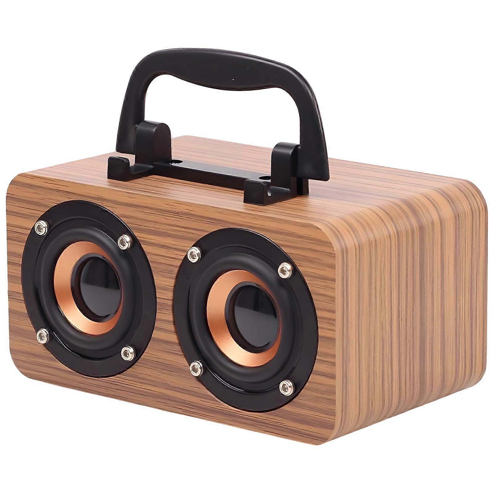 Retro Wood Grain Wireless Speaker With Compact Mini Music Player And 360 Degree Surround Sound For Home Decor