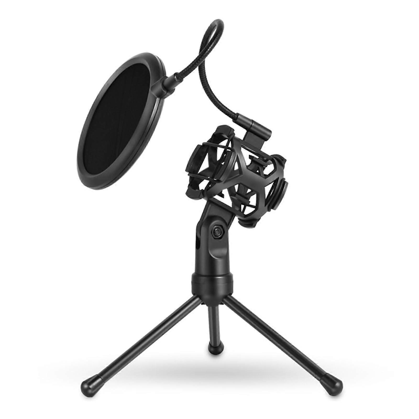 Desk Microphone Stand Holder with Shockproof Design and Windproof Mic Popping Filter for Indoor and Outdoor Use