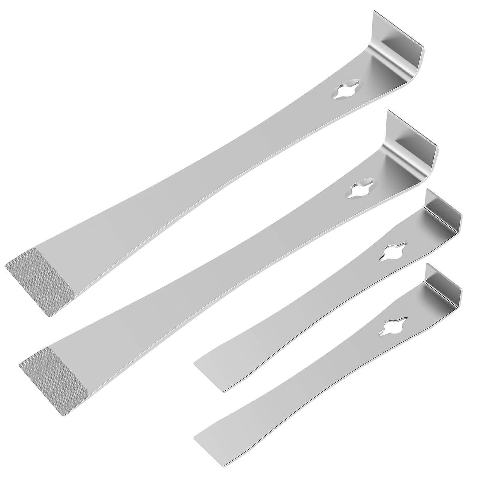 4 Pcs Stainless Steel Pry Bar Scraper Set, Dual Function Rust Resistant Flat Pry Tool for DIY and Beekeeping