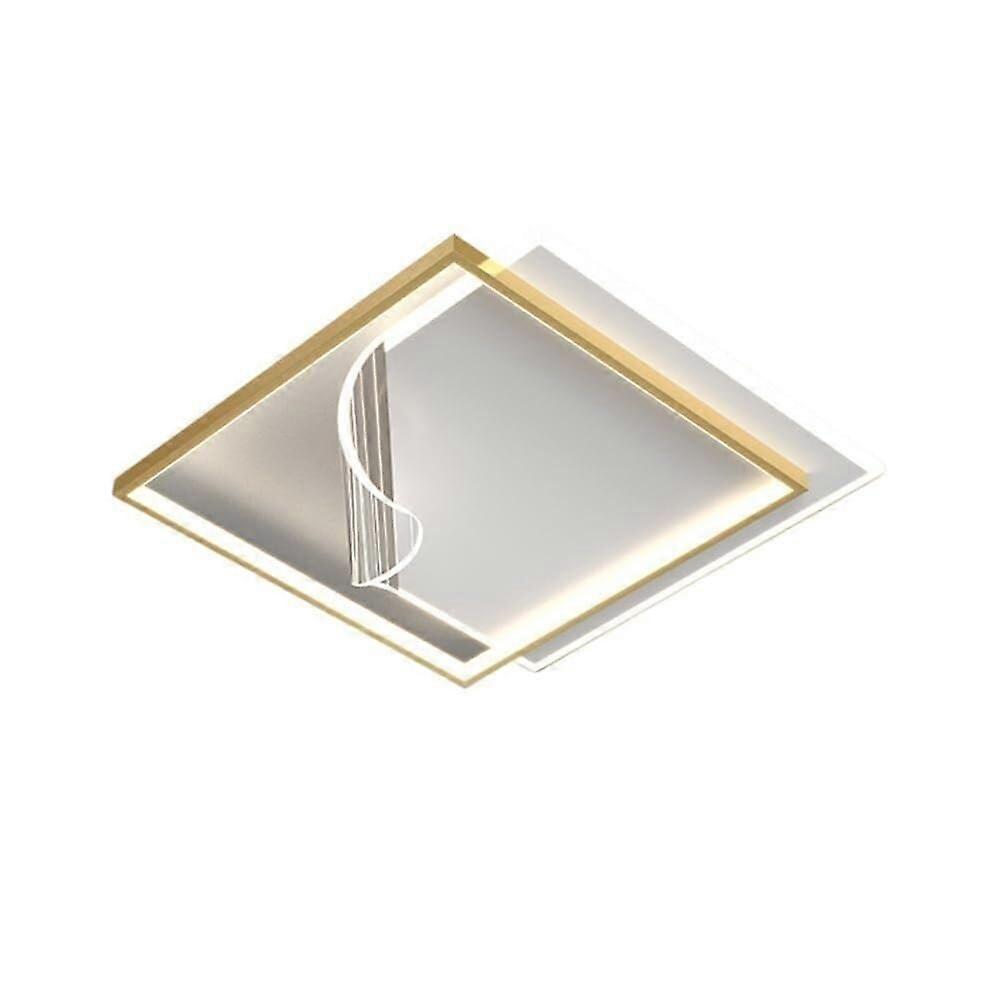Modern LED Ceiling Light 69W Geometric Square Design with Adjustable ThreeColor Lighting Gold White