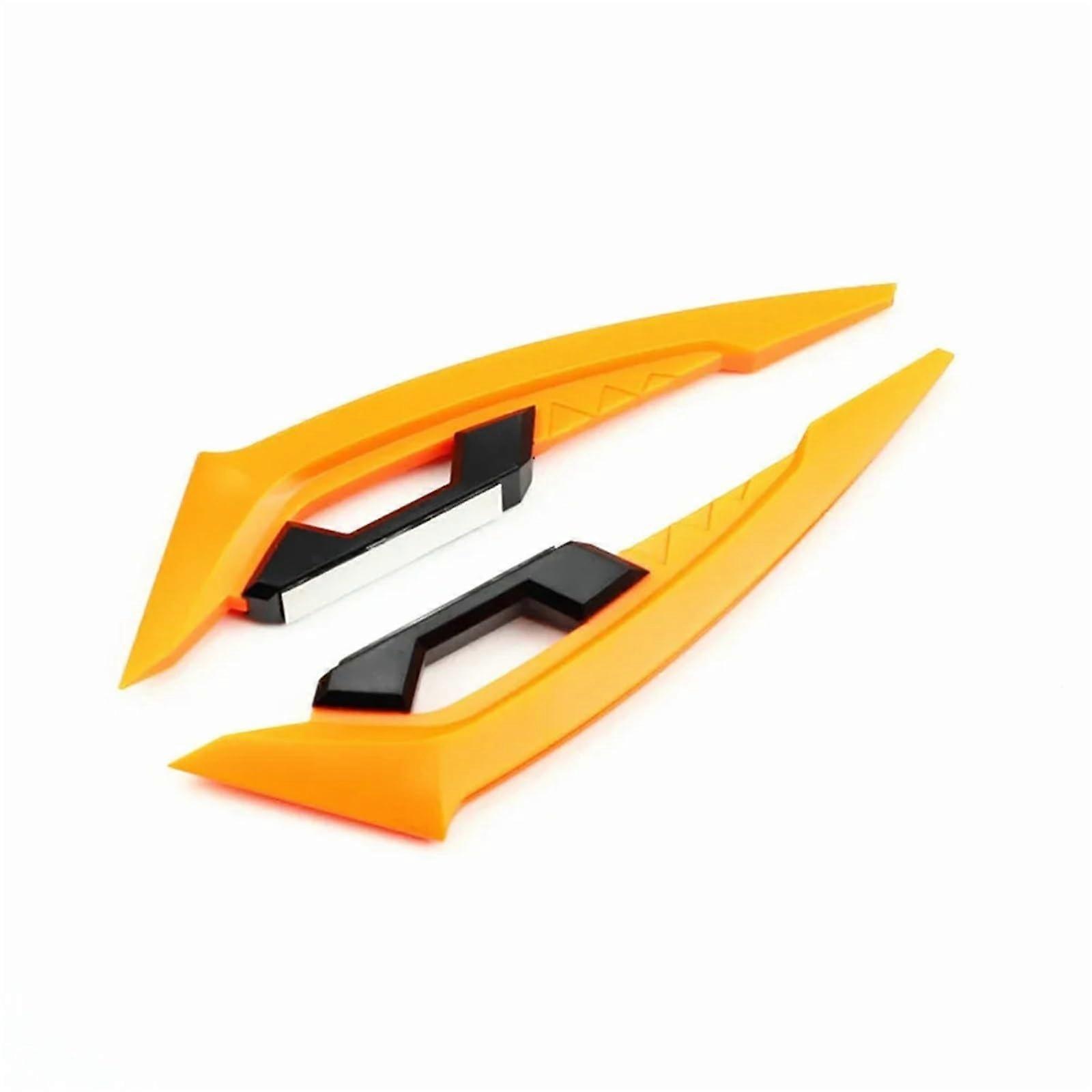 Motorcycle Winglets Front Side Spoiler Set with Adhesive, Aerodynamic Design, Orange 2Pcs
