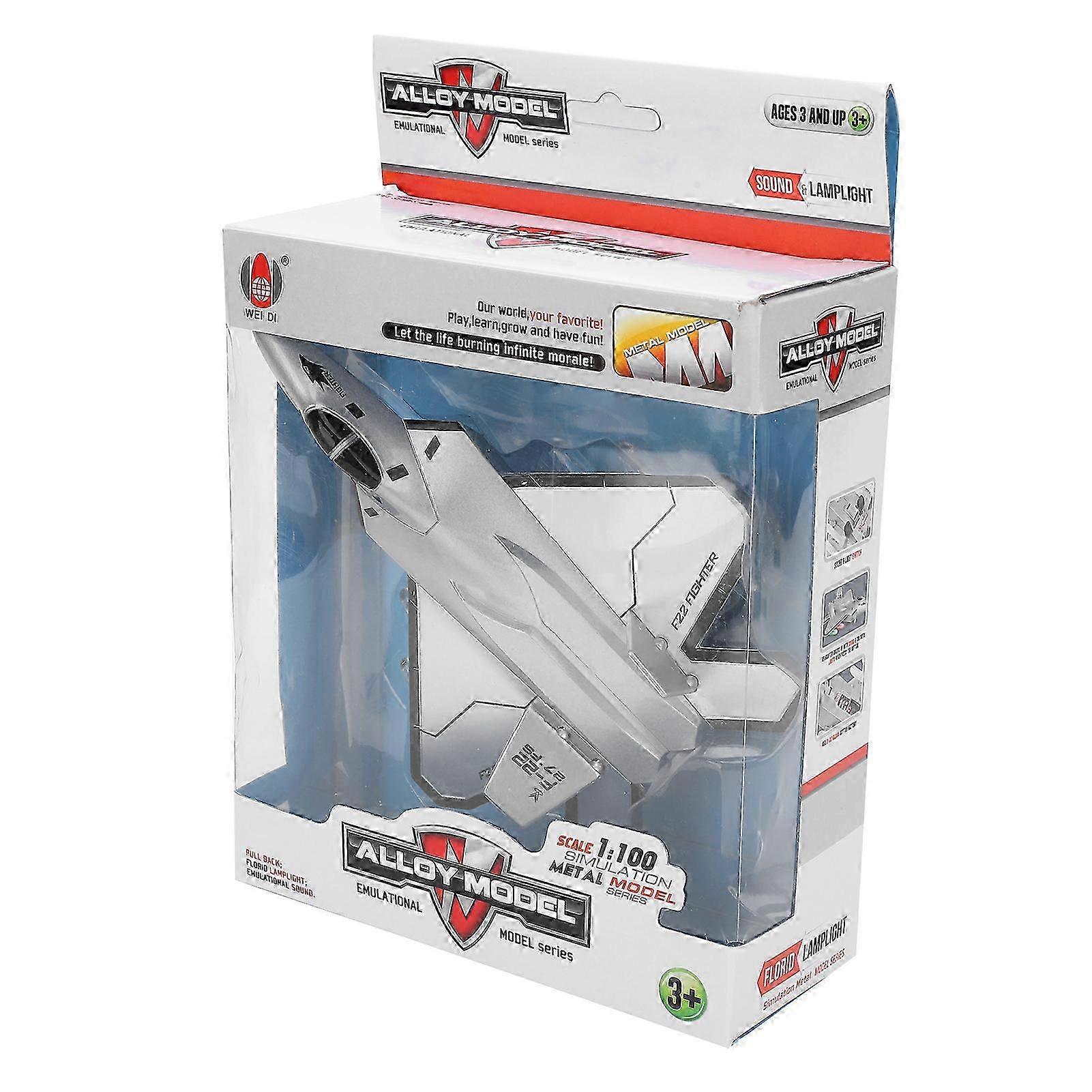 F22 Pull Back Airplane Model Highly Simulation Alloy Airplane Model Toy with Light SoundSilver 2025