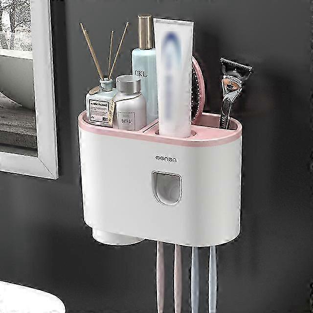 2025 Bathroom Accessories Sets Toothbrush Holder Automatic Toothpaste Dispenser Wall Mount Toothpaste Squeezer Storage Rack Organizer