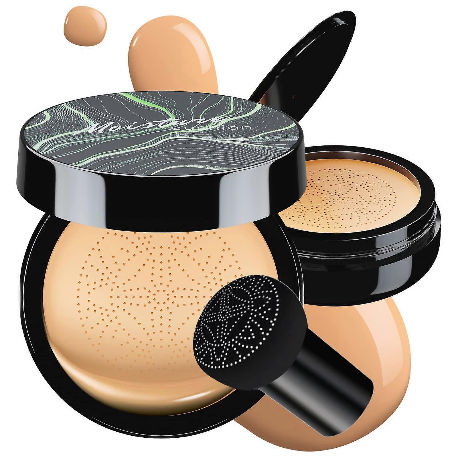 Buff Beige CC Cream Foundation with Mushroom Head Applicator, Long Lasting Matte and Moisturizing Coverage
