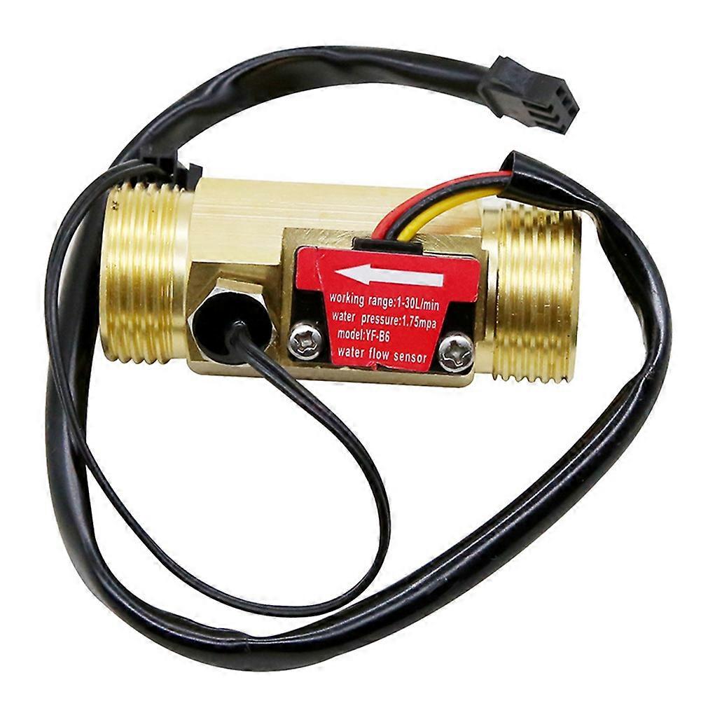 B6 Brass Water Flow Sensor Hall Effect Flow Meter Liquid Flow Rate Sensor Flow Switch Detector with Temperature Probe