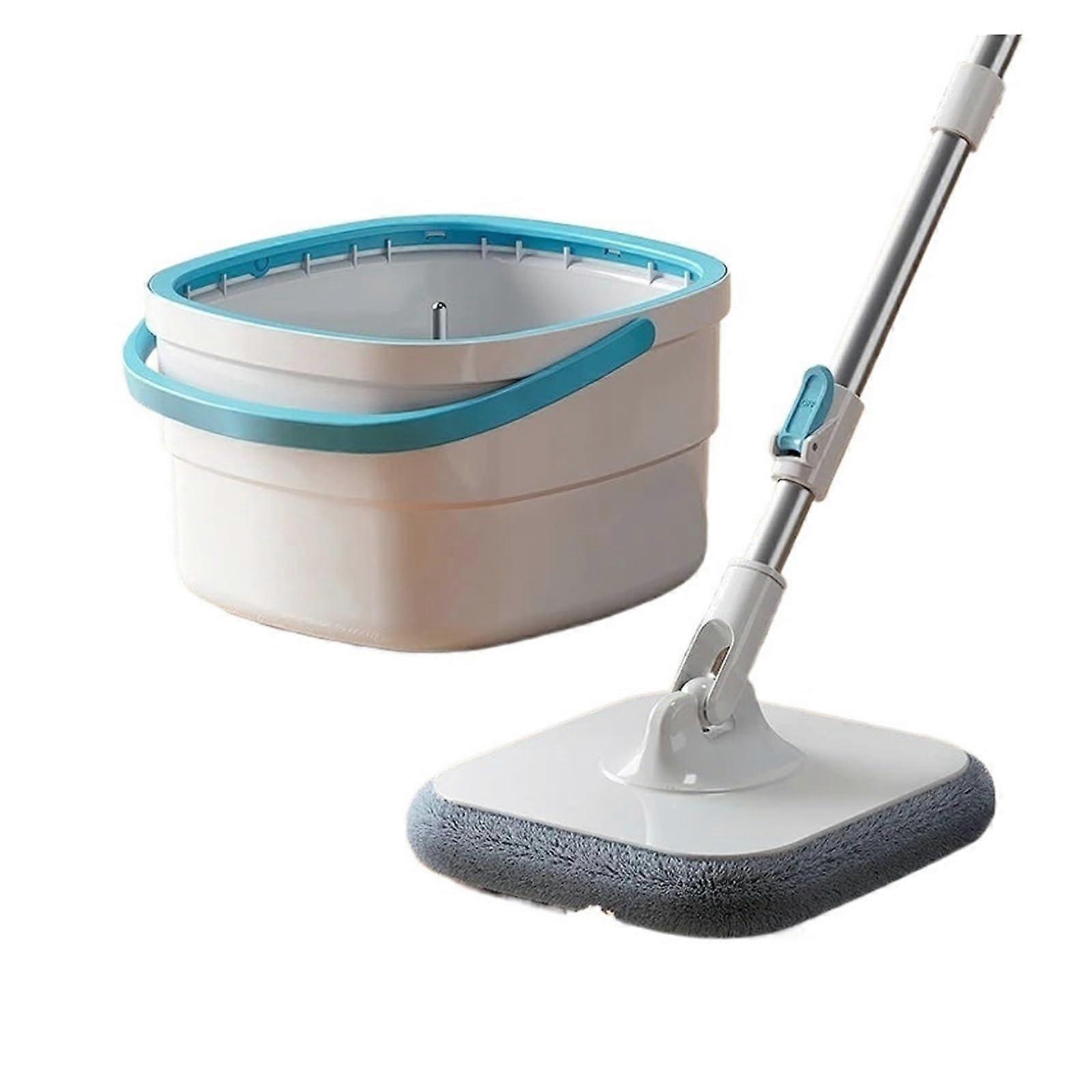 360 Spin Mop with Bucket, Microfiber Flat Floor Mop, Automatic Water Separation, 6pcs White Set