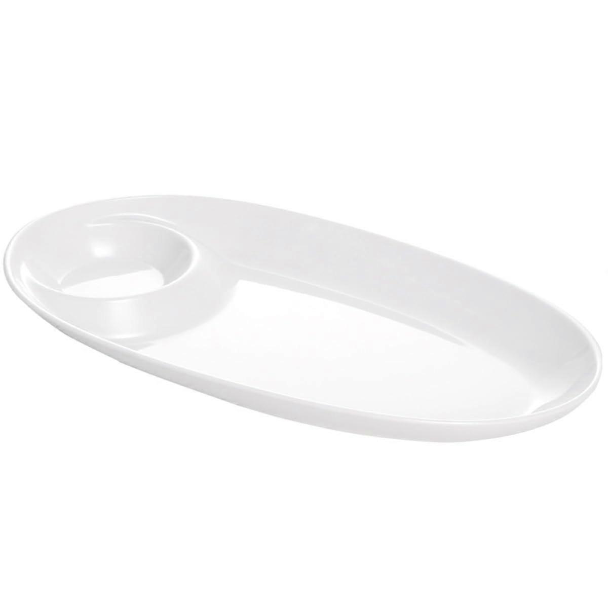 11Inch Oval Ceramic Serving Platter with MultiGrid Layout for Sushi Dumpling Dessert Restaurant Ref:1110