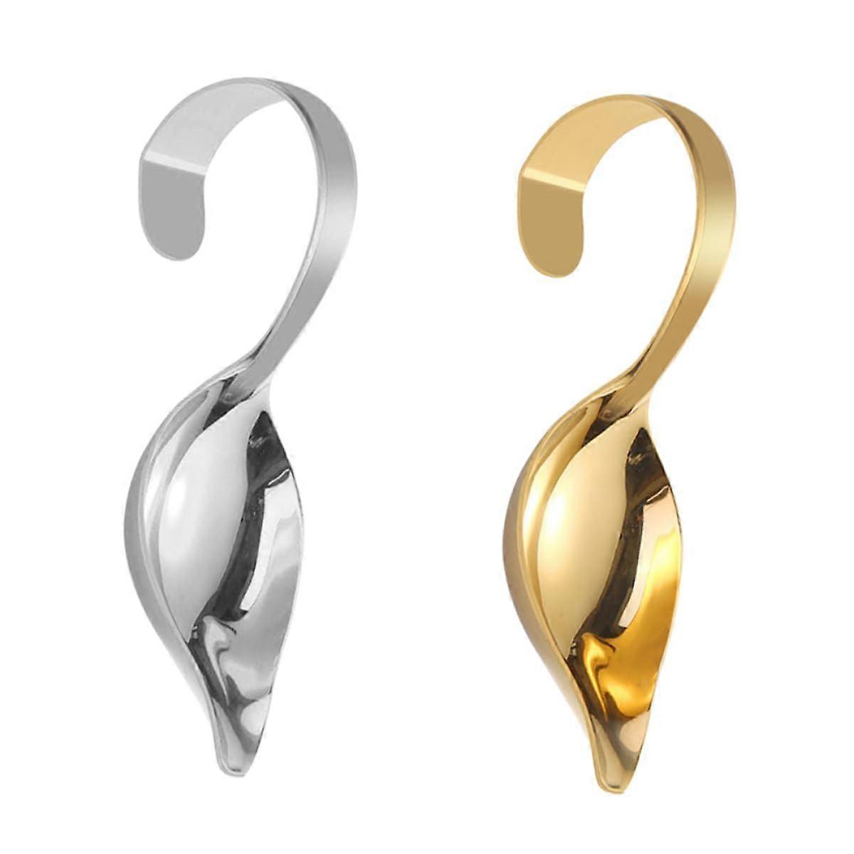 2Pcs Stainless Steel Sauce Spoons with Pointed Tips, Long Handle, Easy Clean Condiment Serving