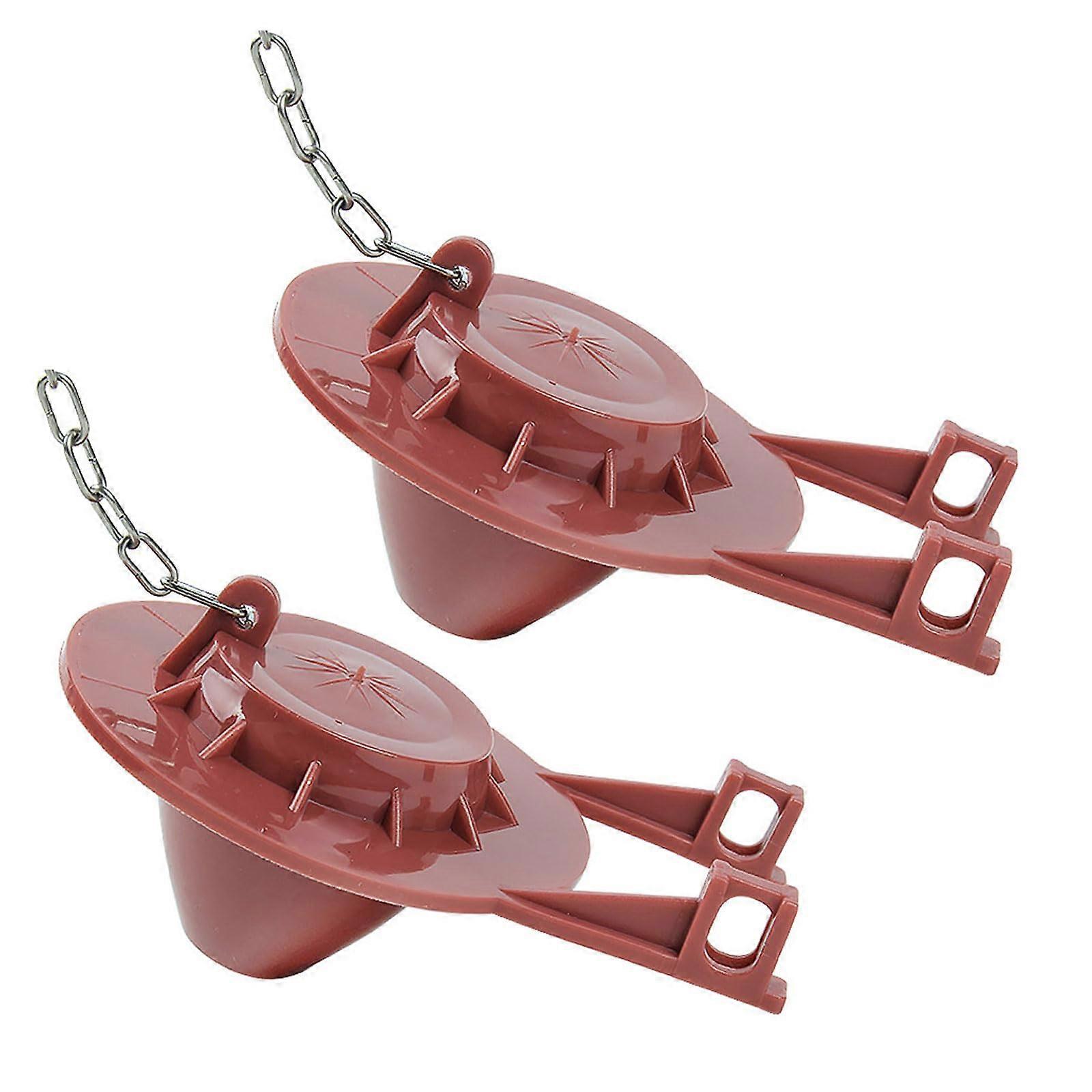 2Pcs Universal 2 Inch Toilet Flapper Replacement Leak Proof with Stainless Chain Dark Red