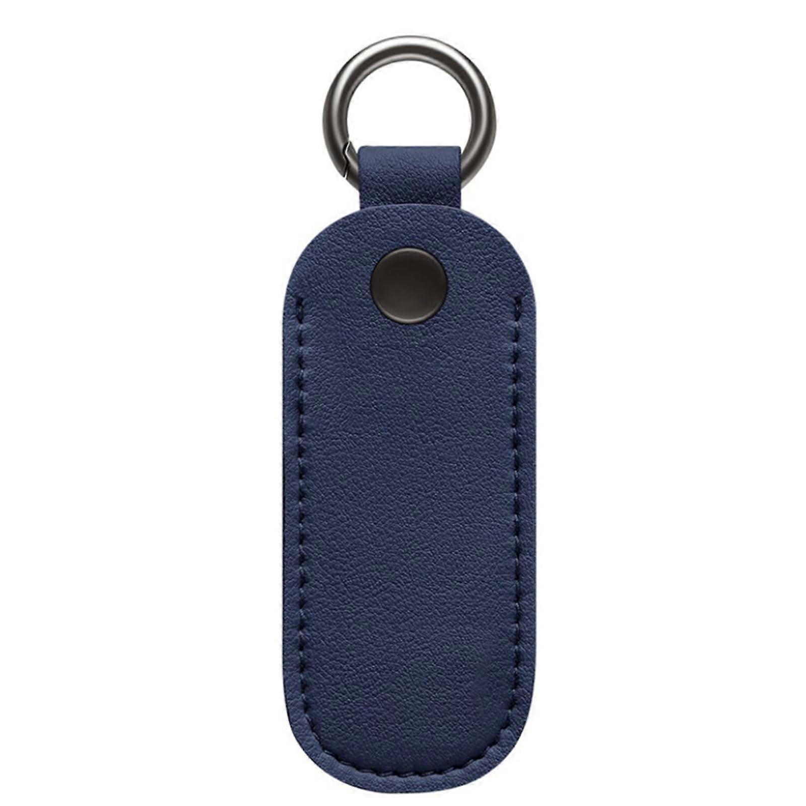 USB Flash Drive Case Leather Keychain Holder Protective Pouch Bag for Memory Stick Dark Blue