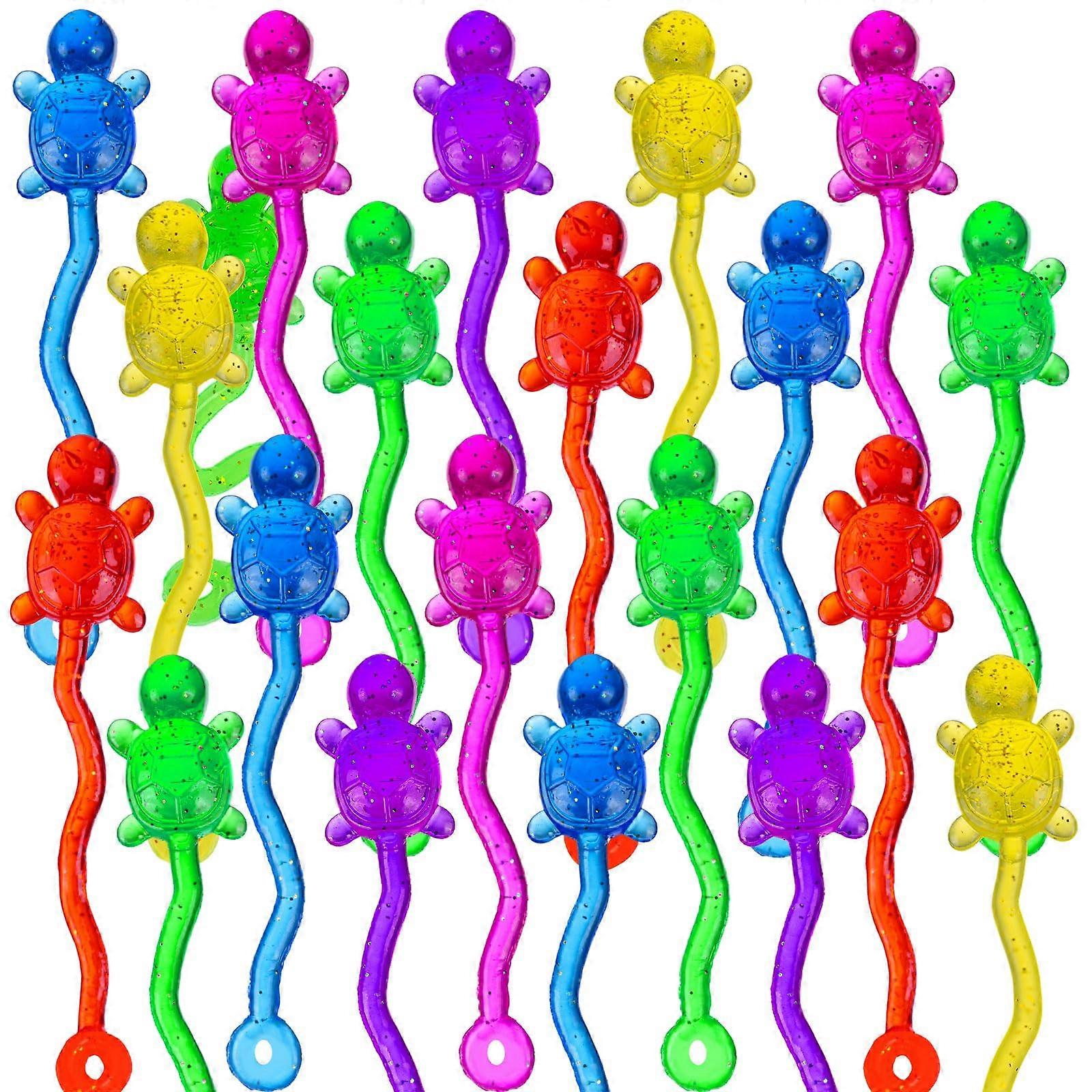 25Pcs Sticky Sea Turtle Toys in Six Vibrant Colors, Individually Wrapped Mini Ocean Party Favors