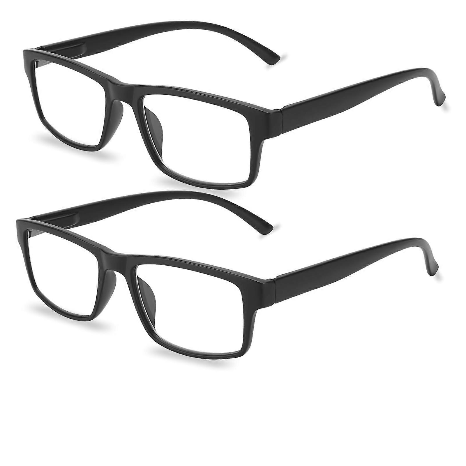 2 Pack Blue Light Blocking Computer Reading Glasses UV400 Black Frame for Women and Men 2.0