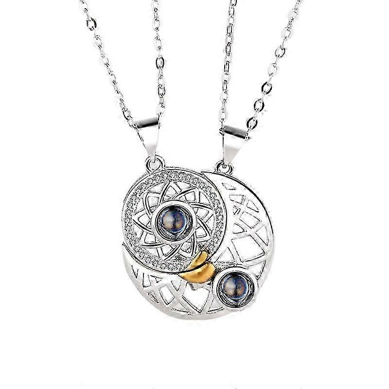 Sun Moon Star Projection Chain Necklace For Mens