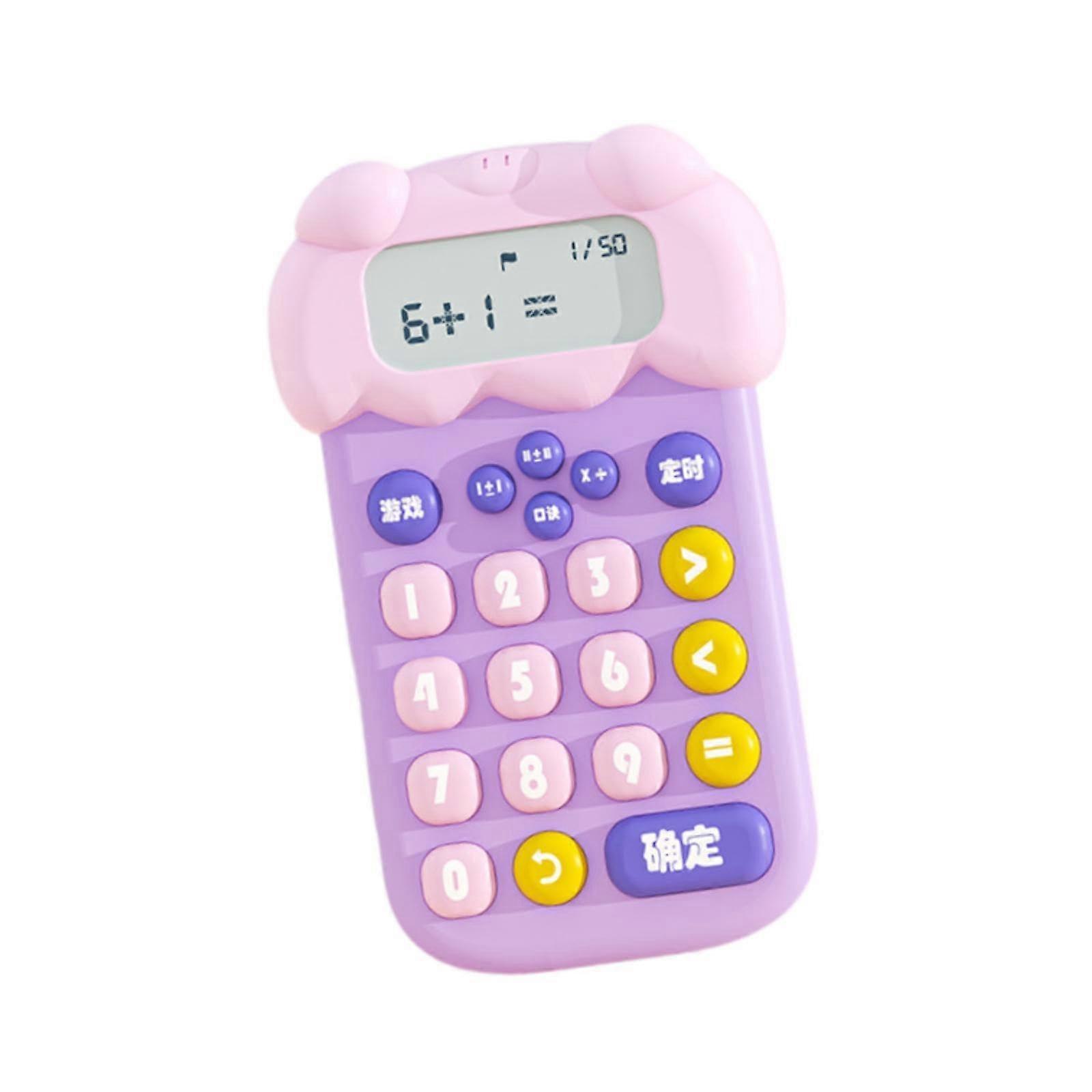 Pink Dinosaur Kids Calculator with Clear Digit Display, Handheld Math Practice Toy for Students