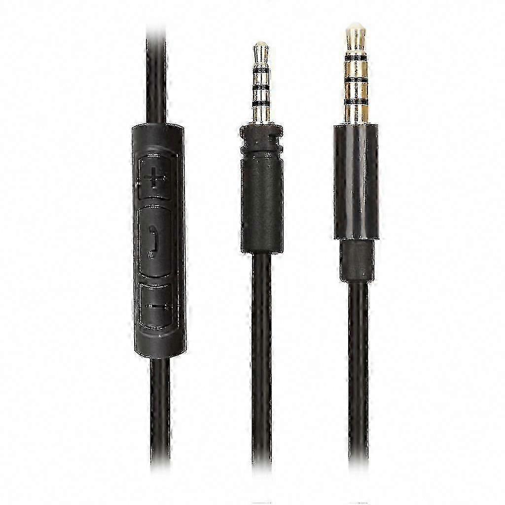 1.8m Audio Cable with Microphone and Volume Control - Black Replacement Cord