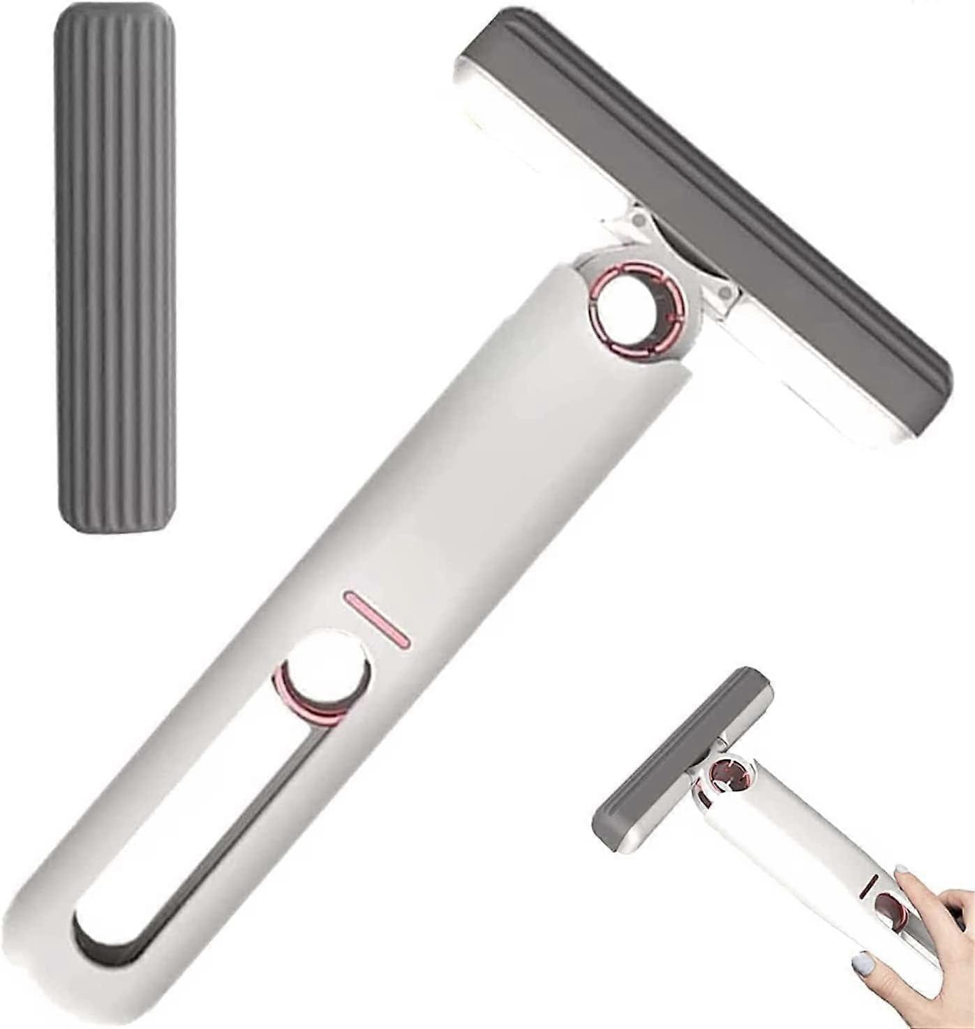 Mini Handheld Mop for Windows Mirrors Tiles  Compact Design MultiSurface Quick Cleaning White