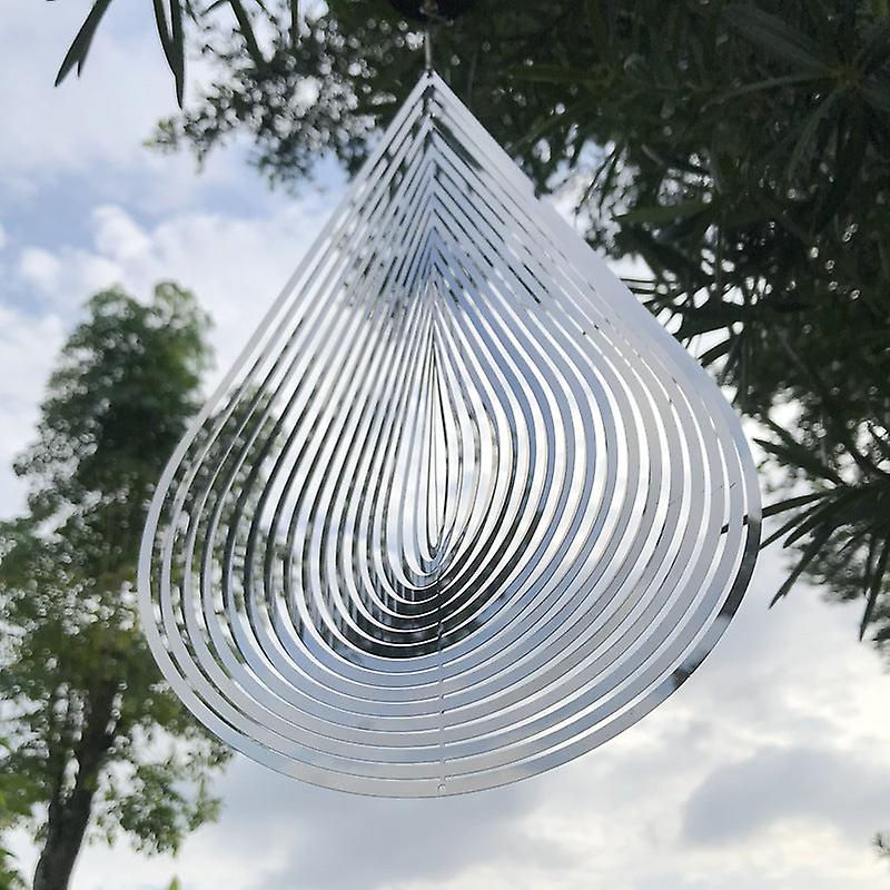 נירוסטה 3d מסתובב פעמון רוח פעמון גיאומטרי לב מרובע צורת טיפה לקישוט מרפסת ביתית שניהם גינה חיצונית