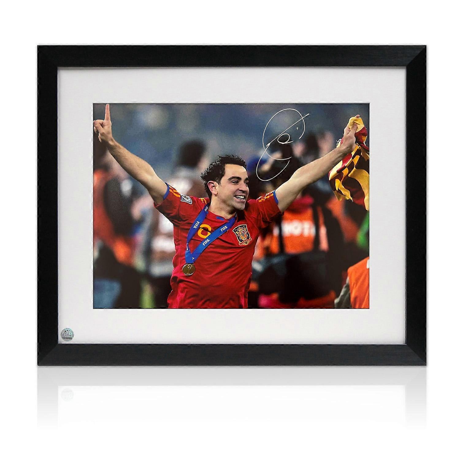 Xavi Hernandez Signed Spain Football Photo. Framed
