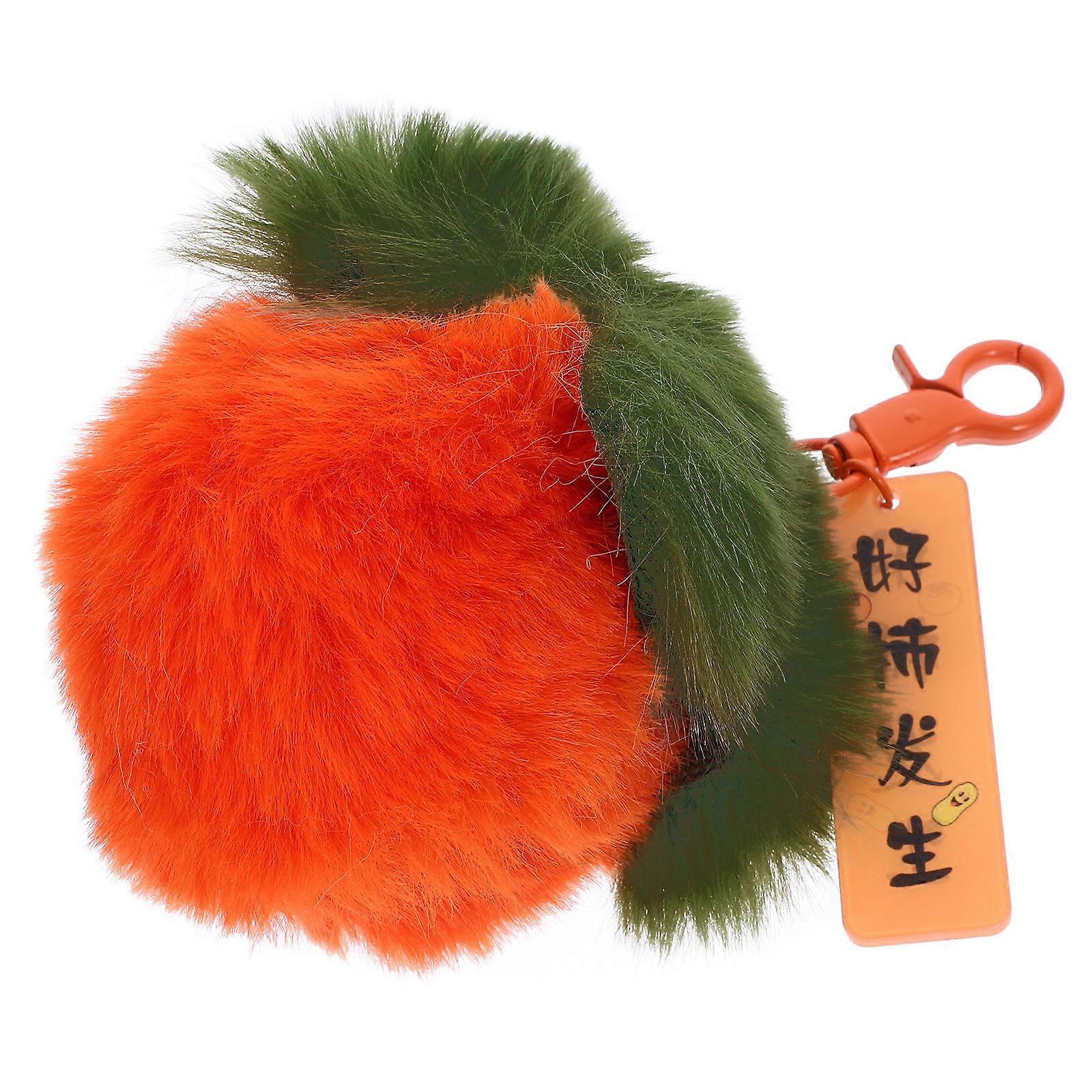 Plush Persimmon Keychain Backpack Charm Stuffed Fruit Keyring Backpack Accessory