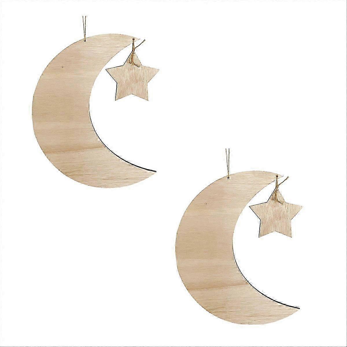 2 Sets Ramadan Wood Tray Eid Mubarak Party Serving Tableware