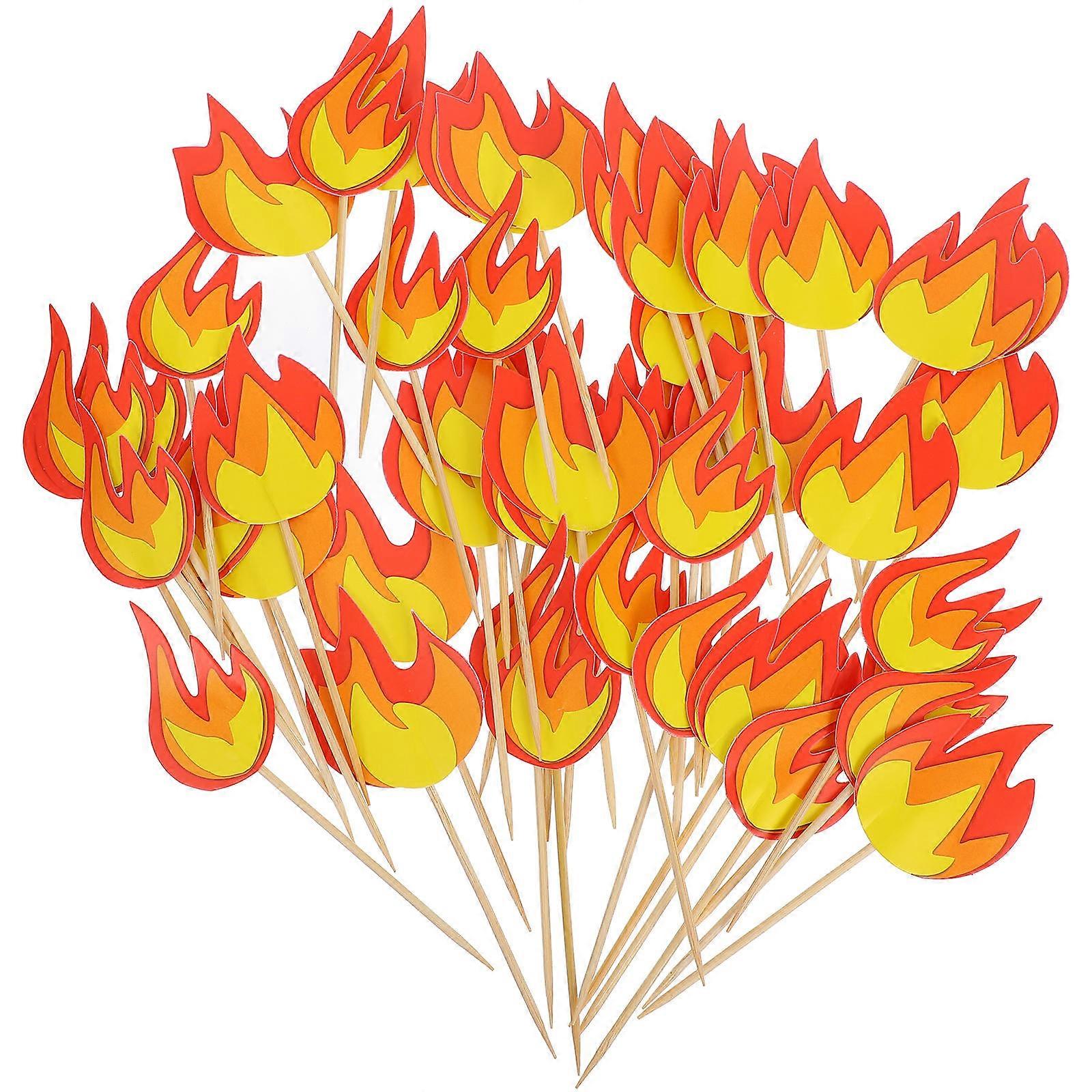 Fireman Flame Cake Decorations Cupcake Picks for Party Use 50Pcs