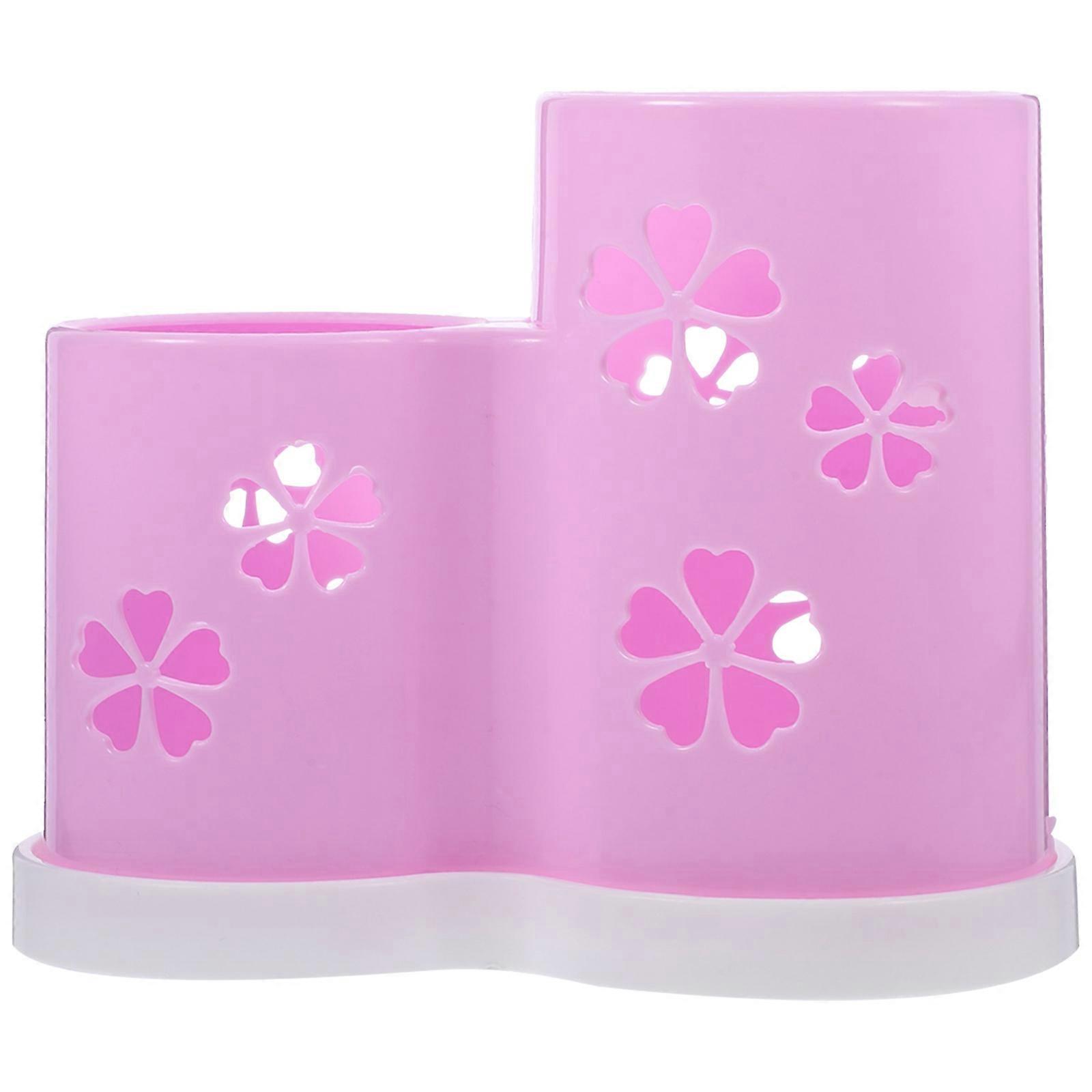 Plastic Chopsticks Holder Kitchen Storage Holder with Draining Function Pink