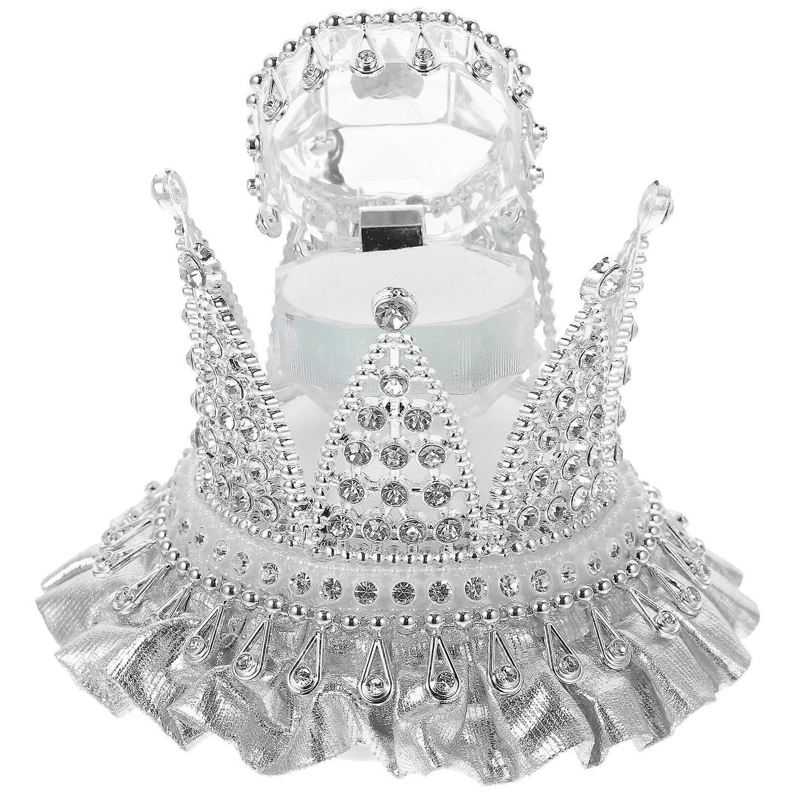Silver Wedding Ring Box for Proposal Rhinestone Inlaid Ring Storage Case
