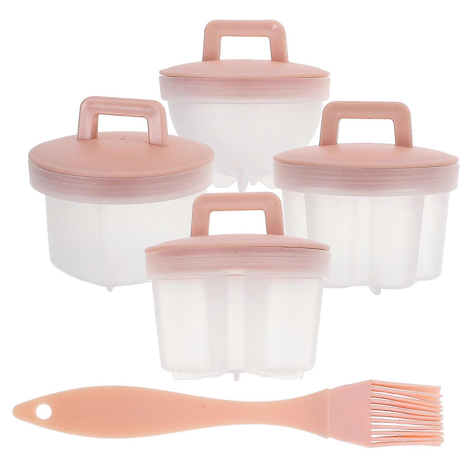 Mini-Eierkocher, Pochierform für Eier zum Kochen, 4-teiliges rosa Set