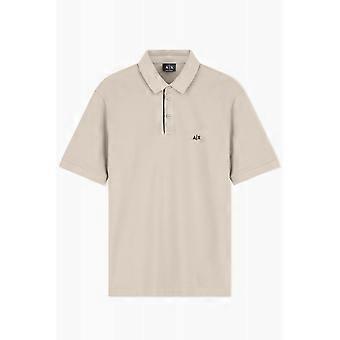 Men's Armani Exchange | Ax Xm002067 Af10366 A|x Logo Tipped Pique Cotton Polo T-shirt - Stone Winter Twig