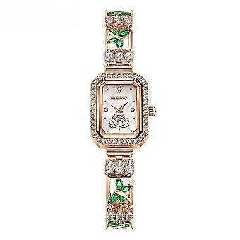 MOKAGO Luxus-Damenuhr – Roségold mit Diamanten und grünen Edelsteinen, elegante Modeuhr für stilvolle Trägerin