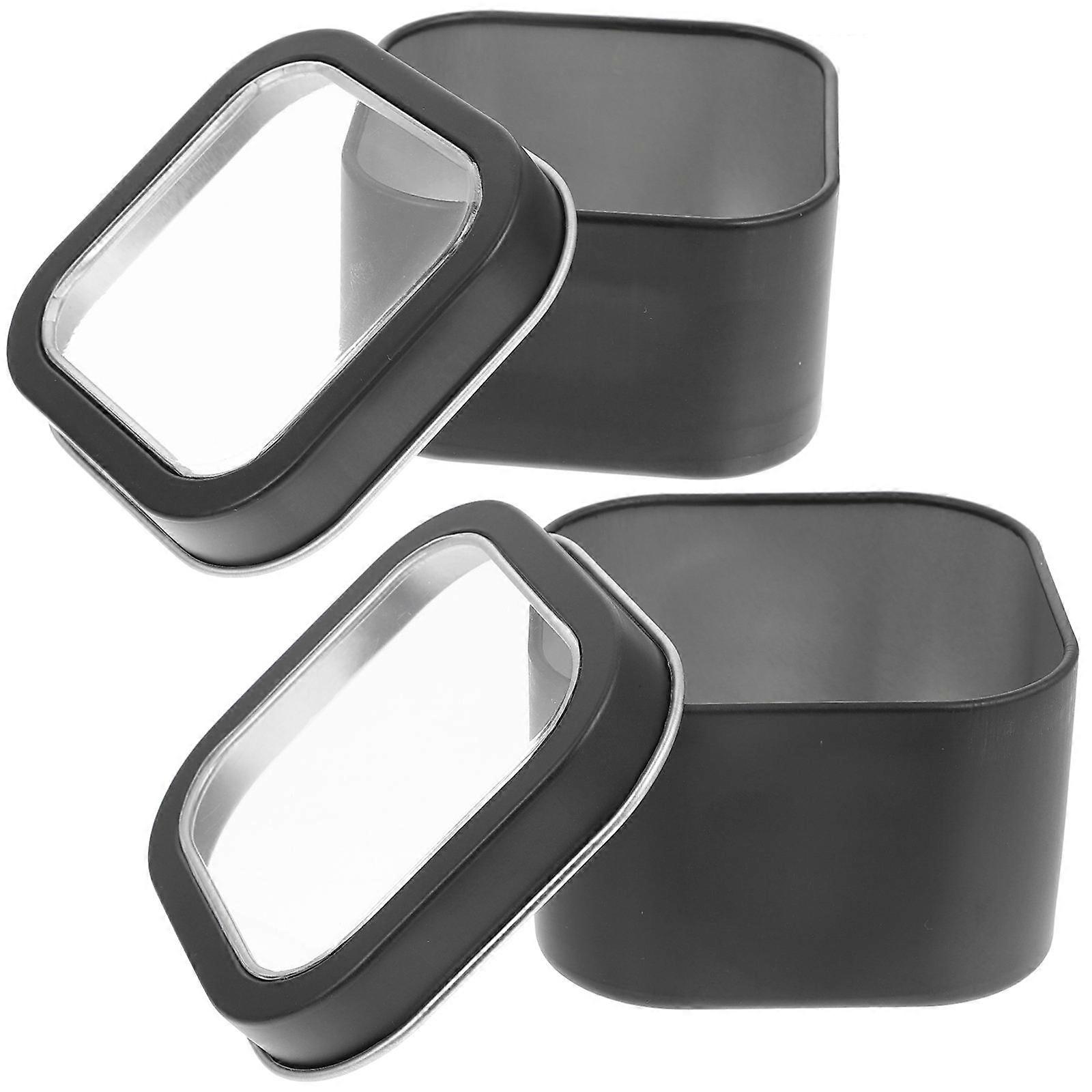 Black Square Tin Candle Container for Storage 2Pcs Set