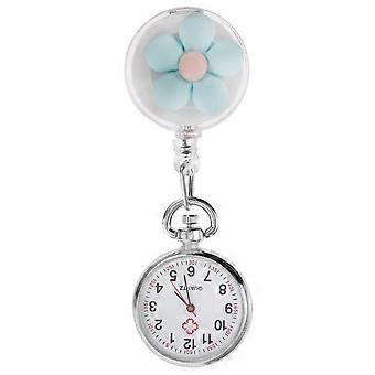 Clip on Quartz Watch Lapel Watch Student Nurse Daily Use Alloy Blue for Time Telling 1Pack