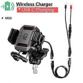 Stoßfeste Motorrad-Handyhalterung mit 15-W-Funkladefunktion und 36-W-USB-C-Schnellladefunktion