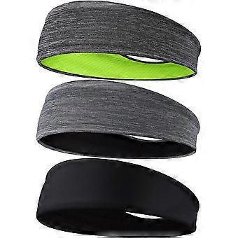 Hoofdbanden voor heren, 3-pack zweetafvoerende hoofdbanden voor heren, sporthoofdbanden voor heren voor hardlopen, antislip, ademend