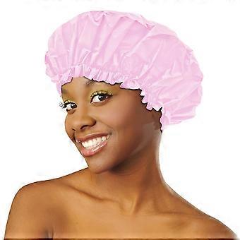 Duschhaube für Damen, wiederverwendbare, wasserdichte Duschhaube für Damen, Reiseaccessoire für Damen, Spa, Größe L, 1 Stück (PINK)
