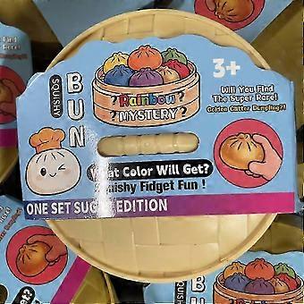 Rainbow Mystery Squishy Bun and Dumpling Set, Pink Glitter Finish, Viral Trendy Toy