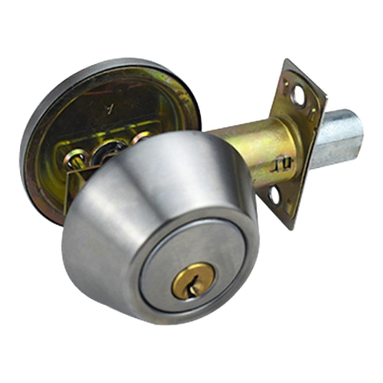 Door Lock with Keys Double Cylinder Safe Lock Door Handles Knobs Silver