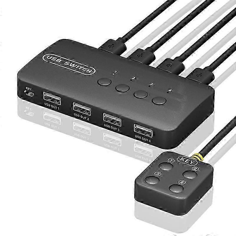 KVM Switch USB Switch Shared Controller Adapter 4 Inputs 4 Outputs for Laptop Computer Printer Keybo