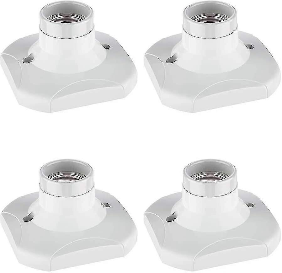 E27 Ceramic Bulb Socket, 4 Pcs E27 Lamp Socket Holder Base For Lamp Holder E27 Wall Socket, White