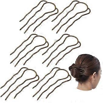 6 Stuks 87 mm Haar Vork Clip Stick Haar Zijkam Haarspeld Haar Broodje Opgestoken Haar Stokken Legering 4 Tanden Broodje Haarspelden Clips Grips voor Vrouwen Haarstyling Aan
