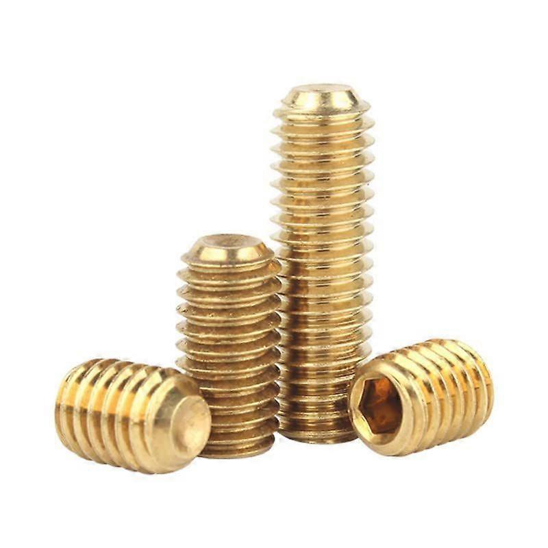 M8 x 10mm 10 Pcs Hex Socket Set Screws Brass Cup Point Hexagon Headless Screws Knobs