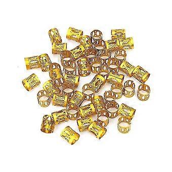 50pcs Réglable Métal Cheveux Tresse Perles Anneaux Cuff Cheveux Beauté Décoration Outils Accessoires Or