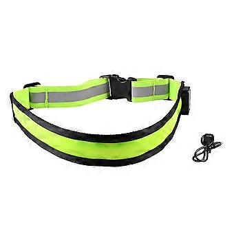 LED Running Belt Rechargeable Reflective Safety Waist Belt Adjustable Fit for Night Walking Green