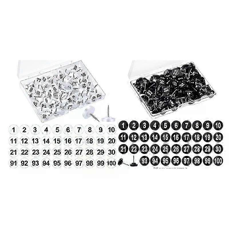 100 numbered thumbtacks for the bulletin board.