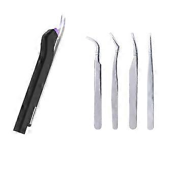 Tragbare Wimpernpinzette mit LED-Licht, UV-Licht für Wimpernverlängerungskleber und US-Stecker